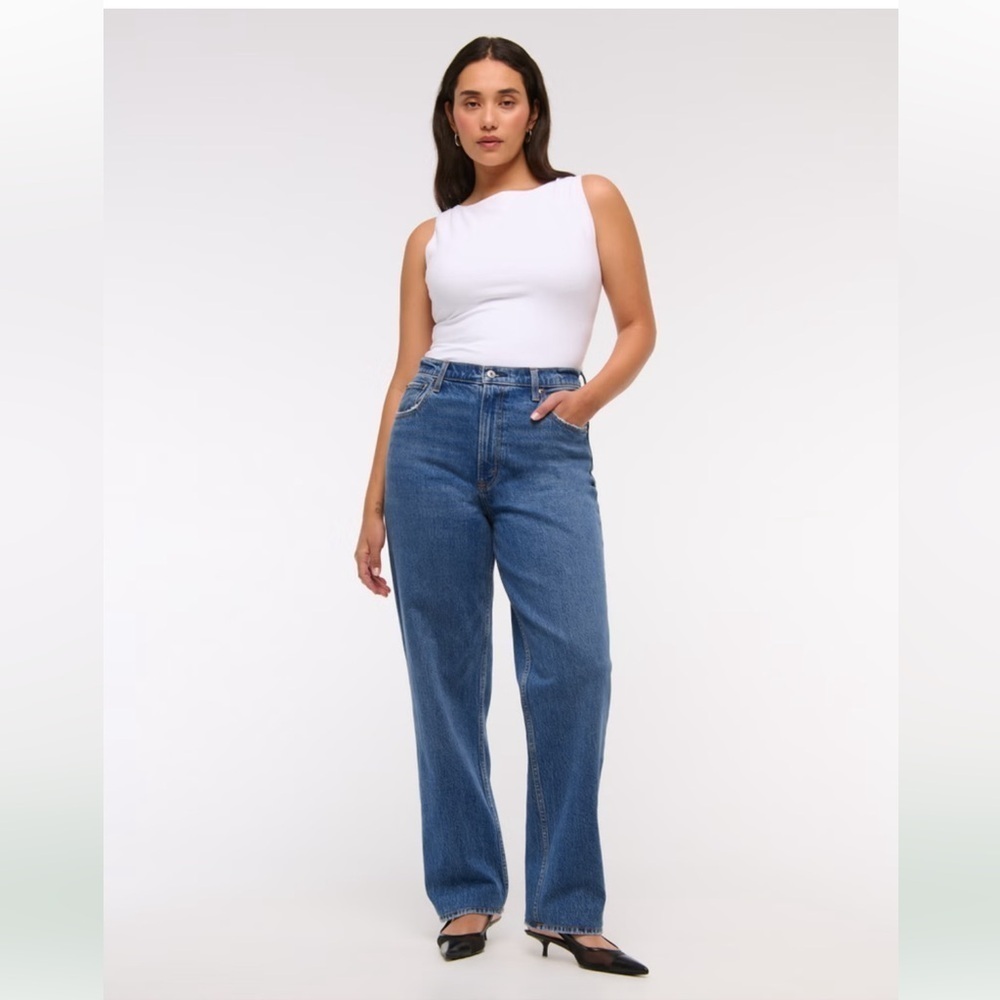 Abercrombie & Fitch Ultra High Rise 90s Straight Jean sz 34 Y2K Curve Love 18R